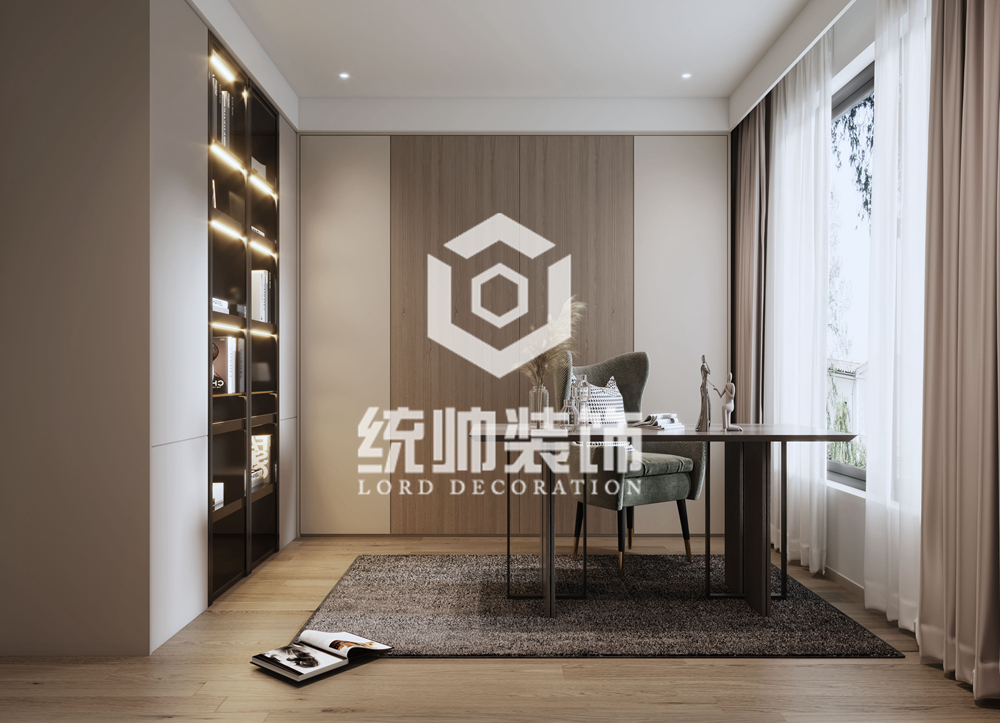 宝山区吴淞新城137平方现代简约风格3室2厅书房装修效果图