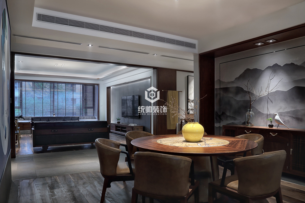 普陀区恒盛鼎城208平方新中式风格别墅餐厅装修效果图