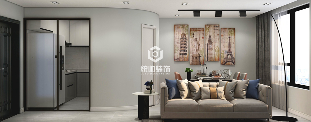 静安区中海万景城80平方现代简约风格复式客厅装修效果图