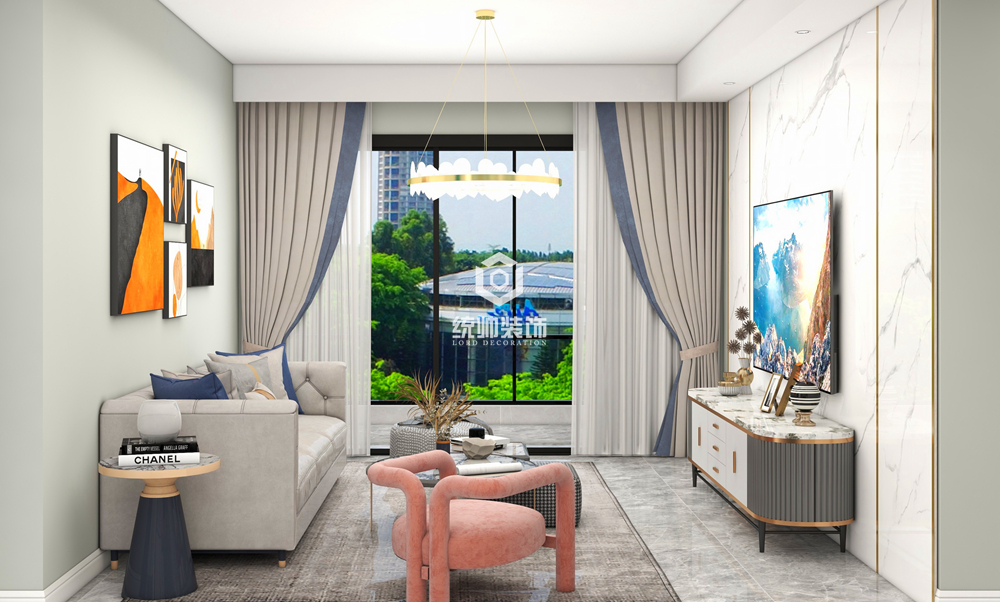 松江区新凯家园70平方现代简约风格2室2厅客厅装修效果图