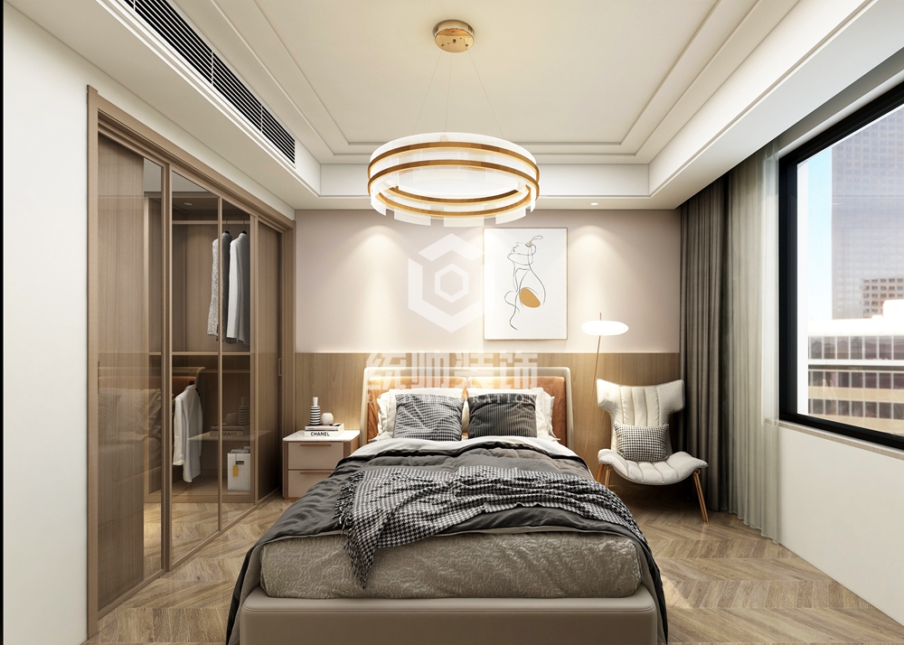 浦东新区柳林公寓110平方现代简约风格三房二厅卧室装修效果图