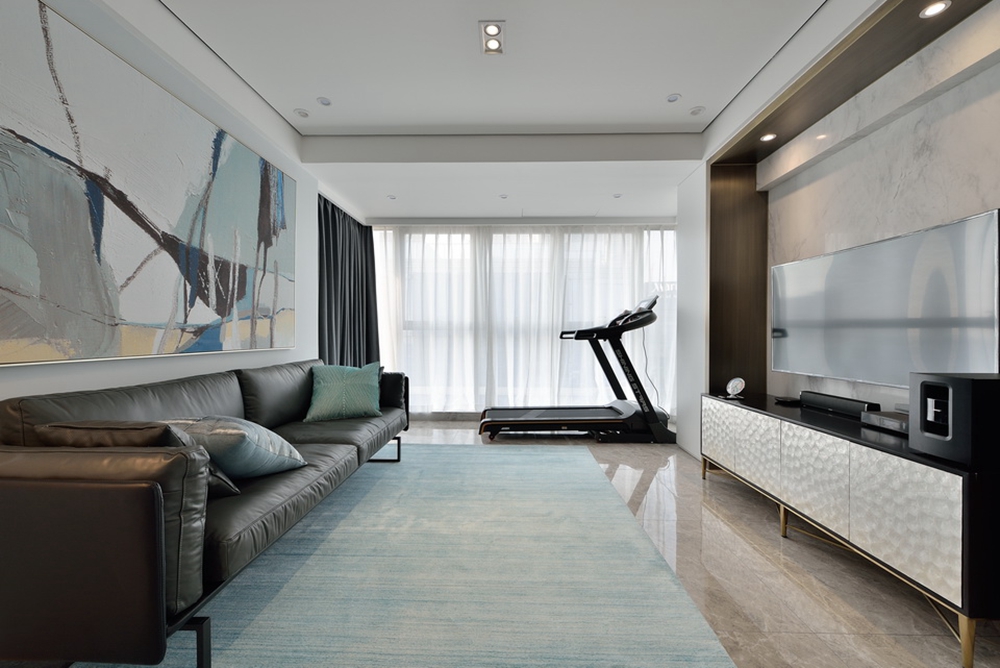 浦东新区左岸生活110平方现代简约风格两房两厅客厅装修效果图