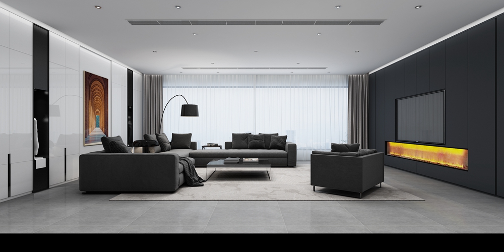 浦东新区城市一品380平方现代简约风格大平层客厅装修效果图