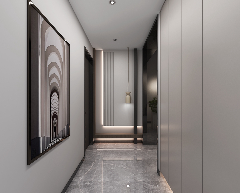 浦东新区西郊都会150平方轻奢风格联排走廊装修效果图