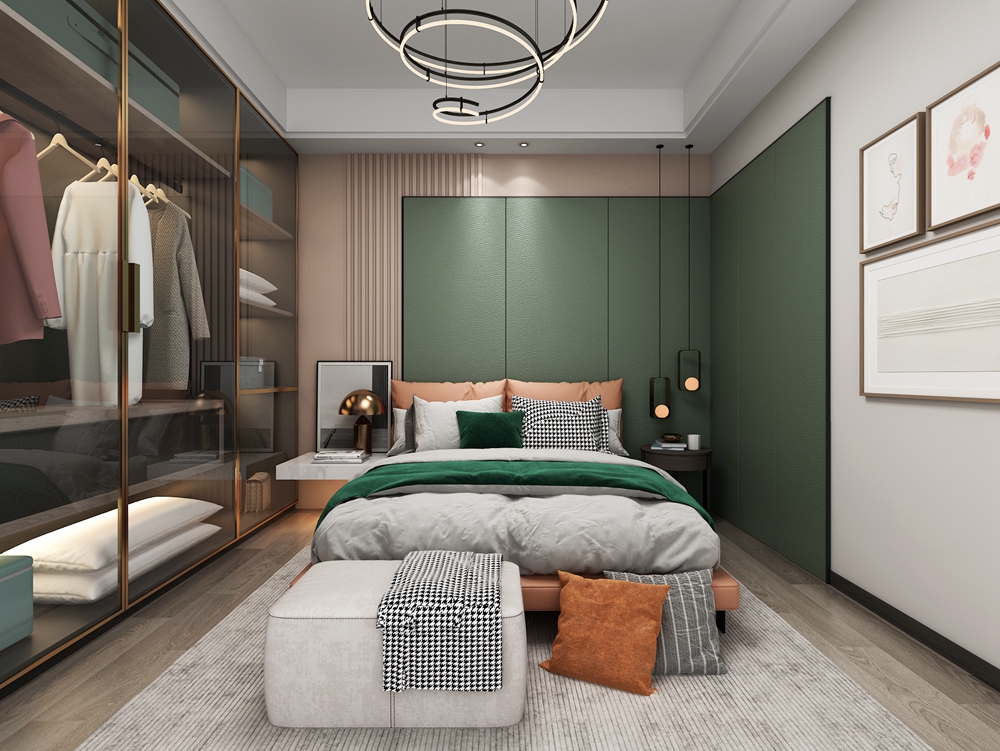 浦东新区西郊都会150平方轻奢风格联排卧室装修效果图