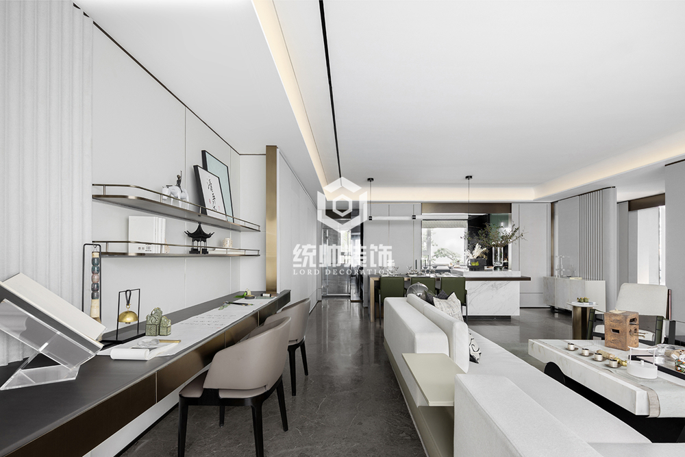 闵行区锦峰苑130平方新中式风格3室2厅客厅装修效果图