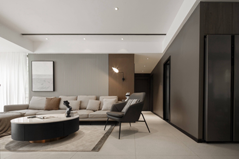浦东新区金域翡翠136平方现代简约风格三房两厅客厅装修效果图