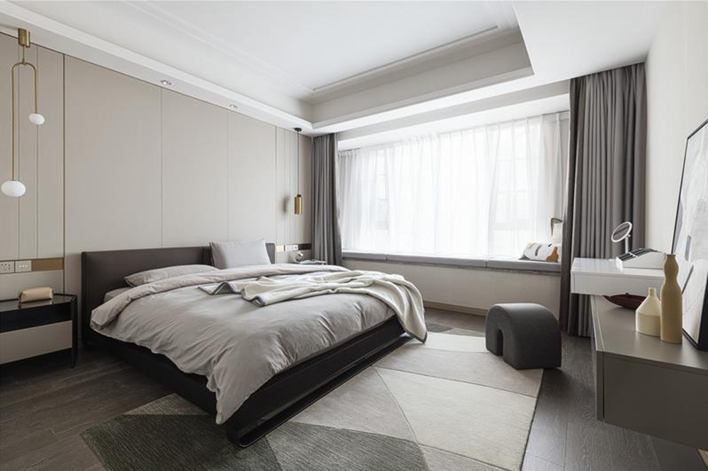 长宁区南阳新都110平方现代简约风格公寓卧室装修效果图