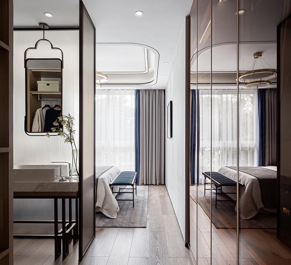 松江区誉品谷水湾120平方新中式风格公寓卧室装修效果图