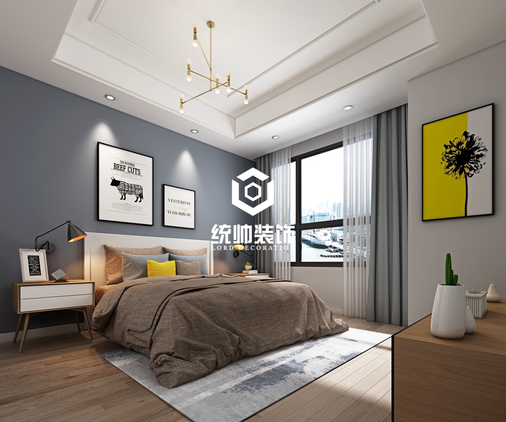 闵行区凤凰城150平方北欧风格复式卧室装修效果图
