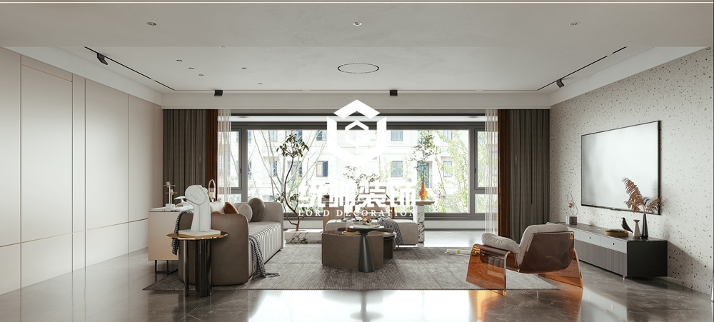 浦东新区上海院子二期160平轻奢客厅装修效果图