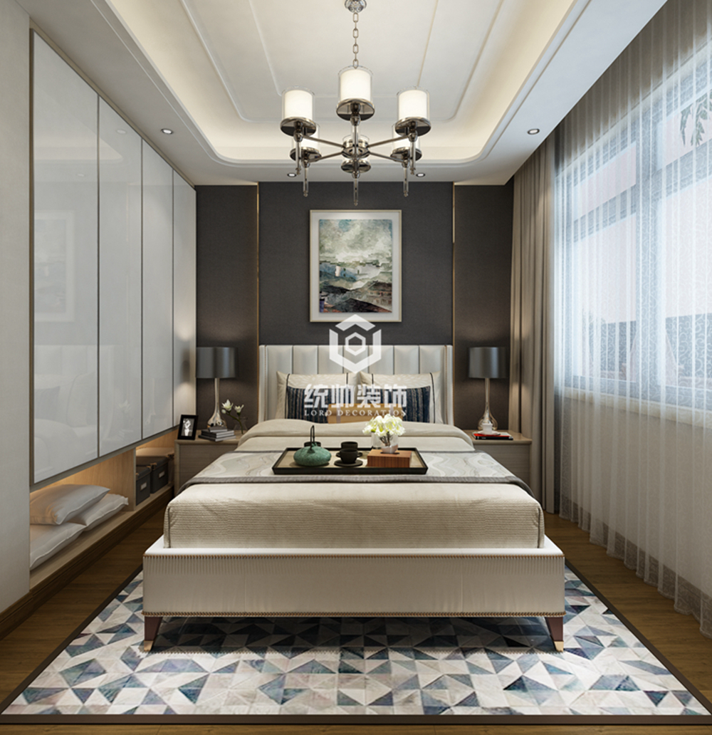 嘉定区上海庄园280平方现代简约风格别墅卧室装修效果图