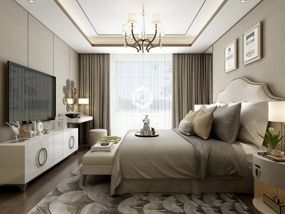 嘉定区上海庄园280平现代简约卧室装修效果图