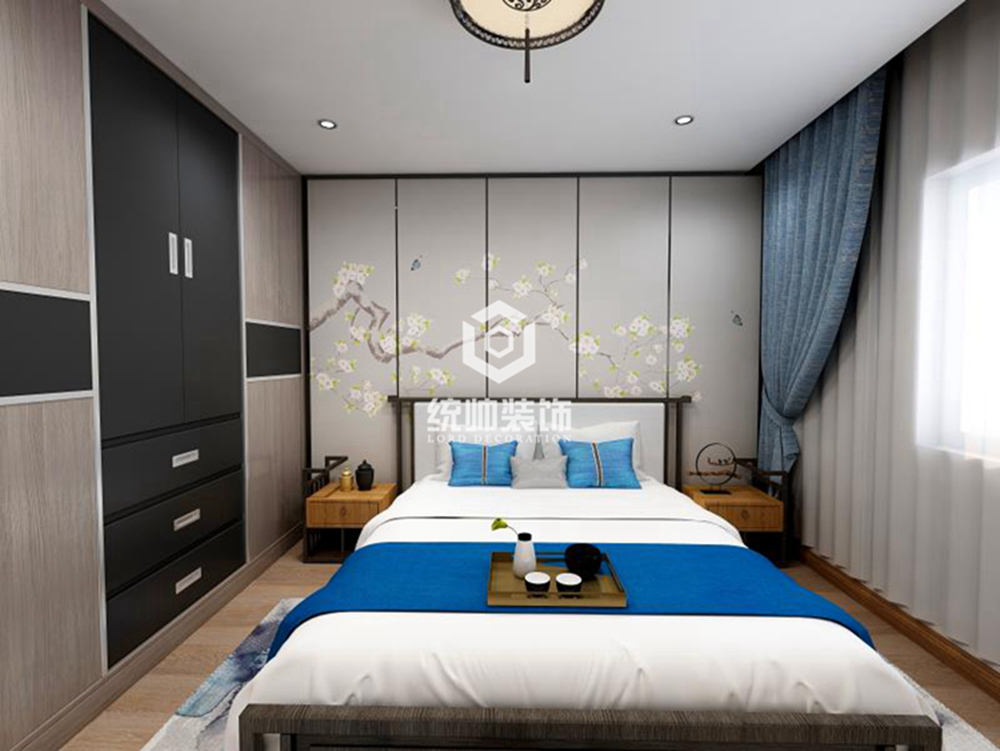 浦东新区天和湖滨家园260平方新中式风格别墅卧室装修效果图