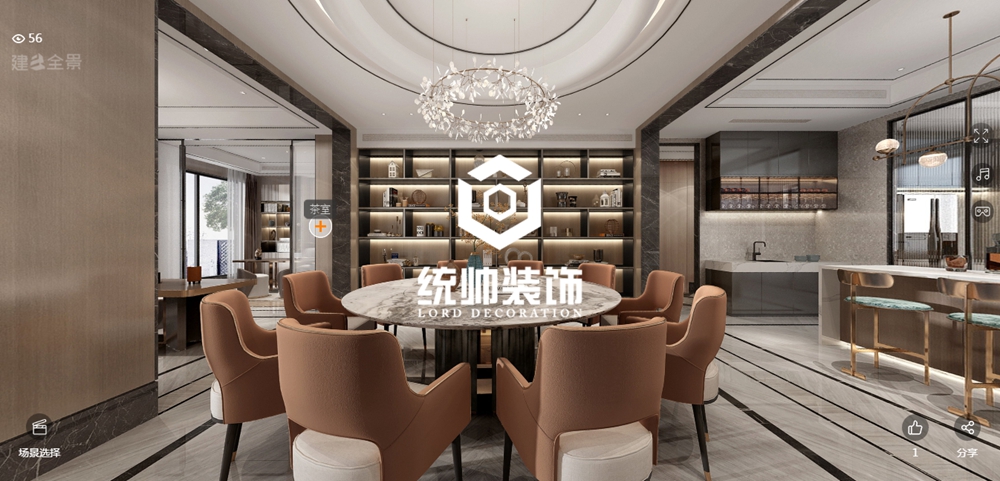 青浦区名人世家650平方轻奢风格别墅餐厅装修效果图