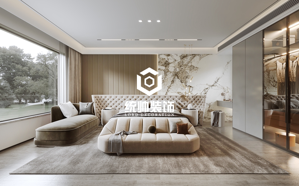 普陀区中海紫御豪庭350平方轻奢风格大平层卧室装修效果图