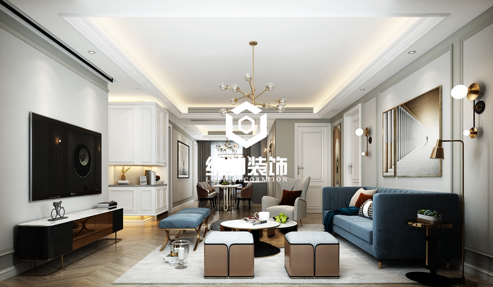 浦东新区尚海郦景115平欧式客厅装修效果图