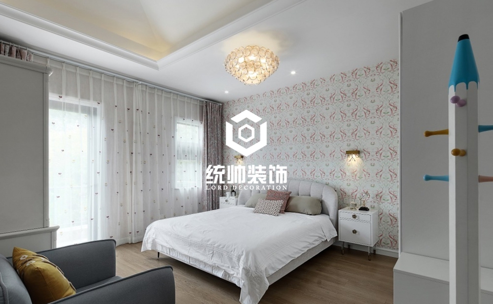 闵行区南郊别墅360平方轻奢风格别墅卧室装修效果图