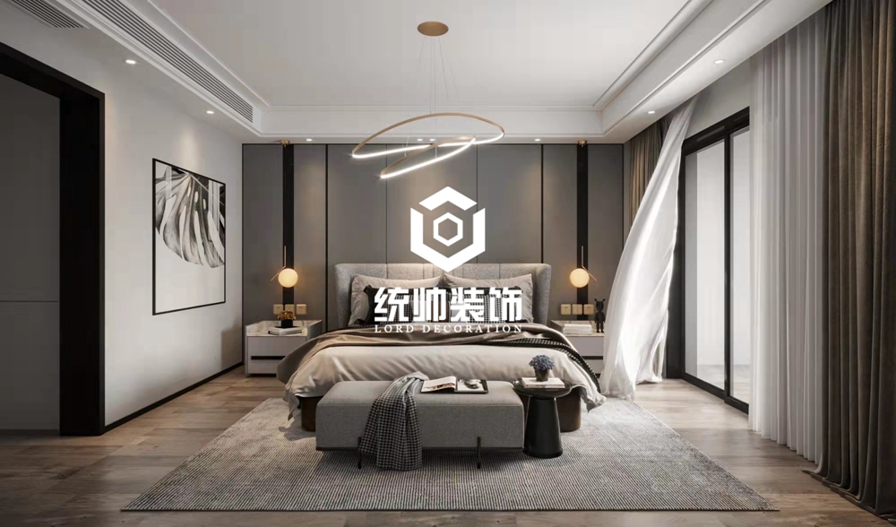 青浦区海上湾·闻涧300平方现代简约风格联排别墅卧室装修效果图