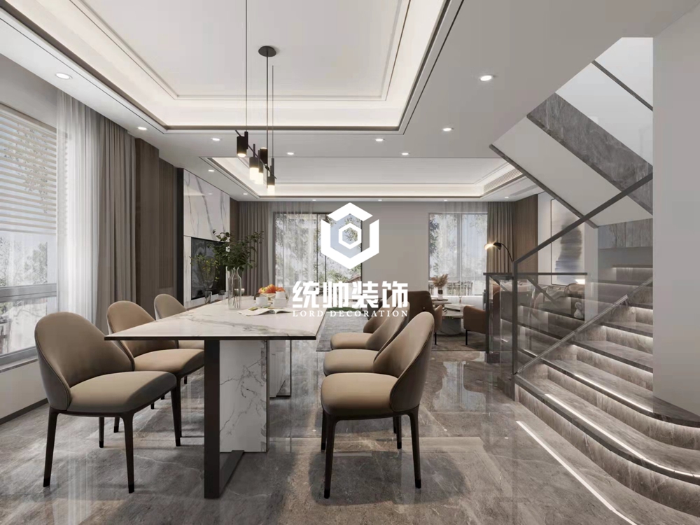 嘉定区上海庄园220平方现代简约风格别墅餐厅装修效果图