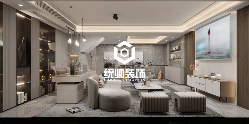 嘉定区上海庄园220平方现代简约风格别墅客厅装修效果图