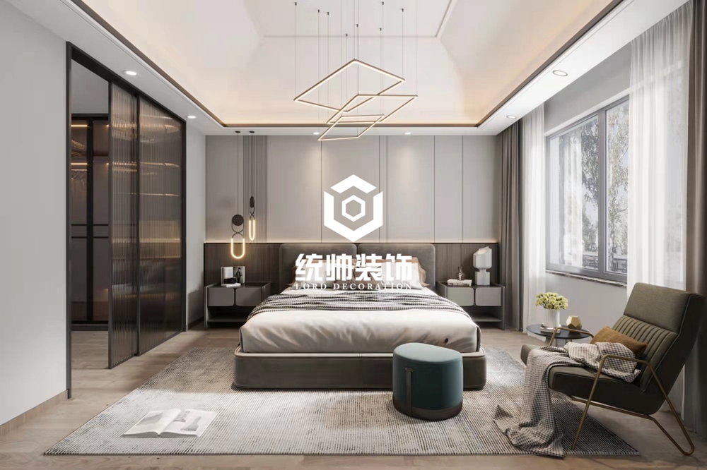 嘉定区上海庄园220平现代简约卧室装修效果图