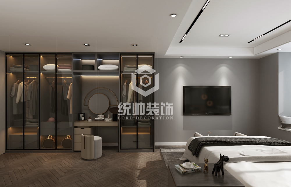 黃浦區城市一品153平現代簡約臥室裝修效果圖