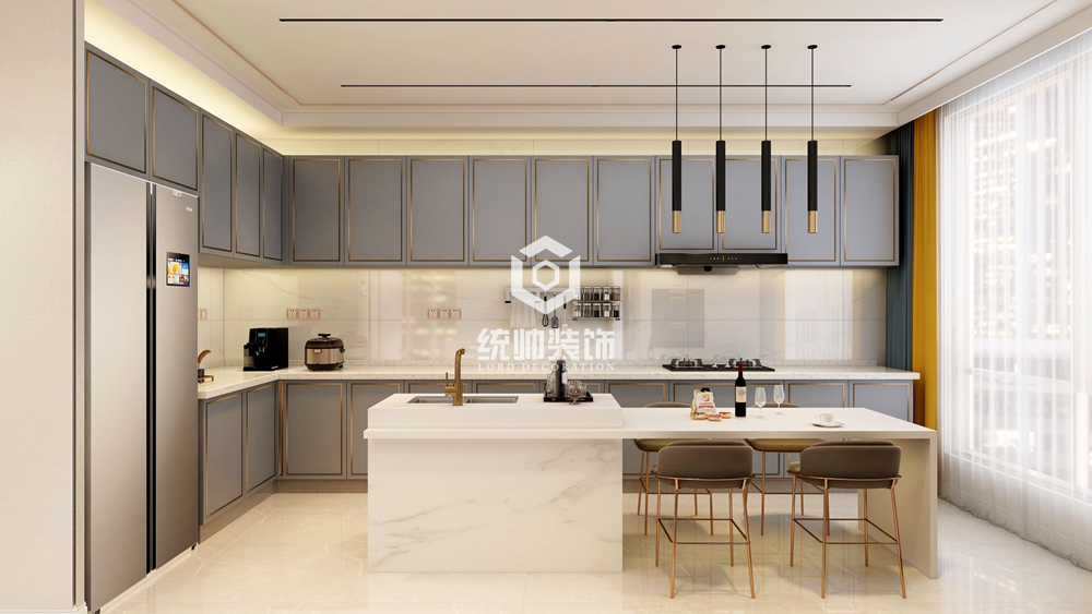 浦東新區綠地曼哈頓52號聯排別墅320平輕奢廚房裝修效果圖