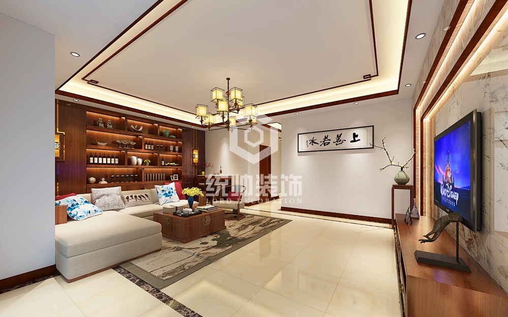 青浦区东方之美215平方中式风格别墅客厅装修效果图