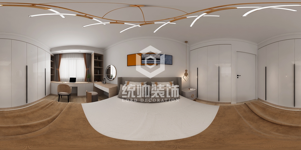 浦东新区文人居所88平方现代简约风格三房二厅卧室装修效果图
