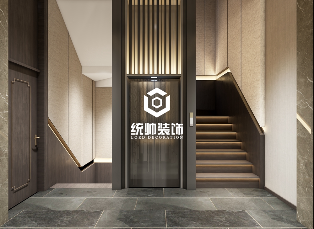 青浦区品臻园600平方新中式风格别墅楼梯间装修效果图