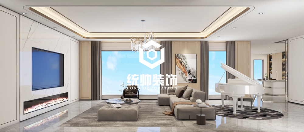浦东新区一品漫城700平方轻奢风格别墅客厅装修效果图