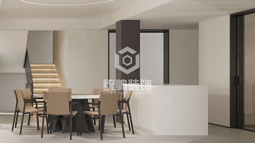浦东新区保利十二橡树庄园326平现代简约餐厅装修效果图