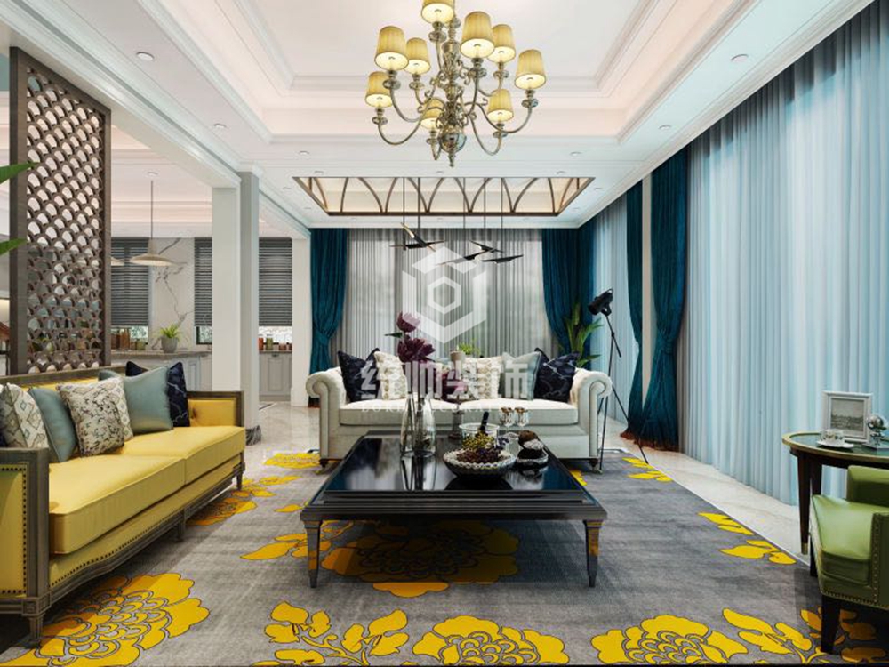 浦东新区碧桂园珊瑚380平方美式风格别墅客厅装修效果图