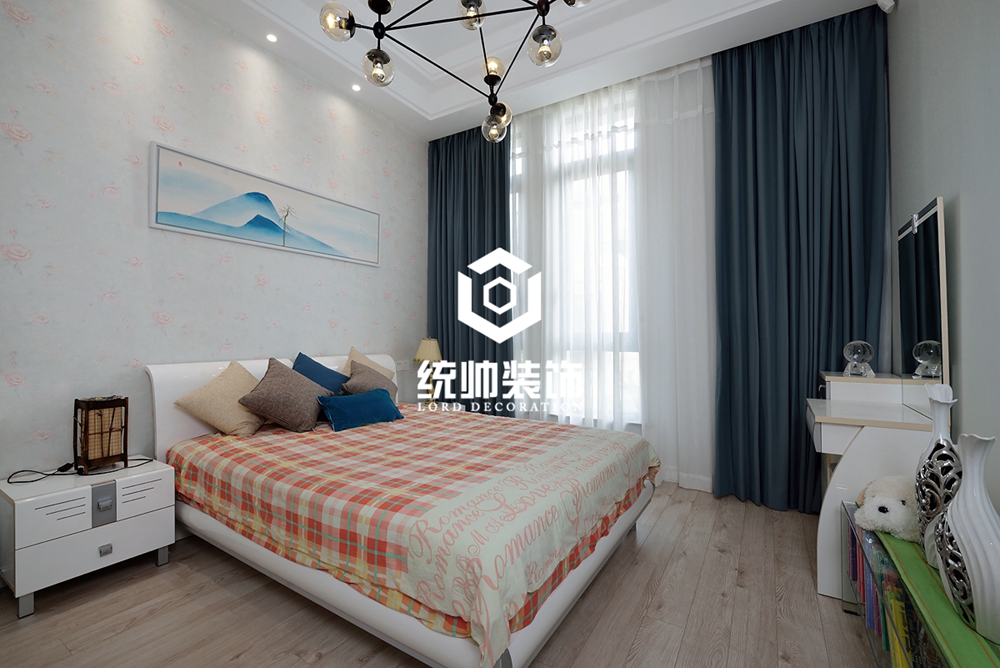 浦东新区蓝迷印象360平方新中式风格联排别墅卧室装修效果图