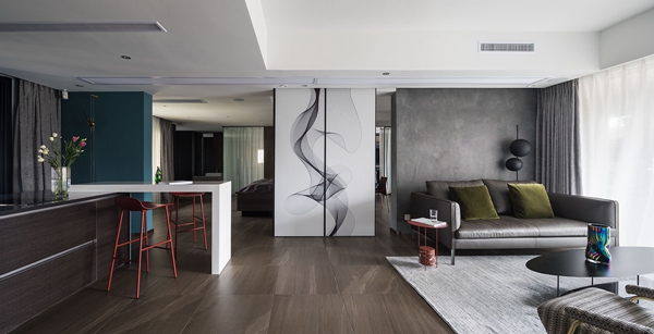 140多平公寓设计：高级灰+撞色，满屏的高级感