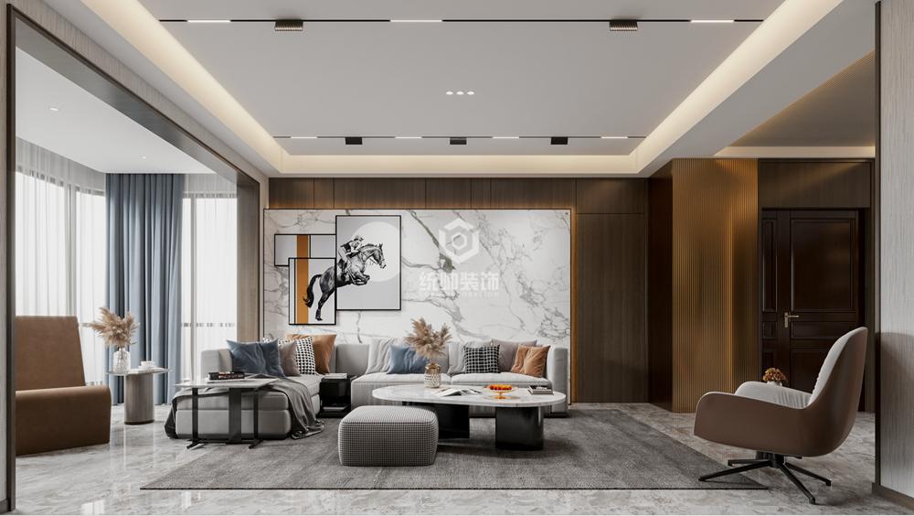 青浦区未来城140平方现代简约风格3室2厅客厅装修效果图