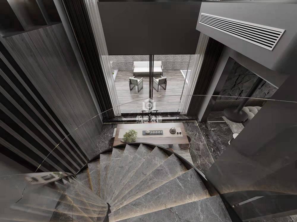 浦东新区天河湖滨400平方现代简约风格别墅楼梯间装修效果图