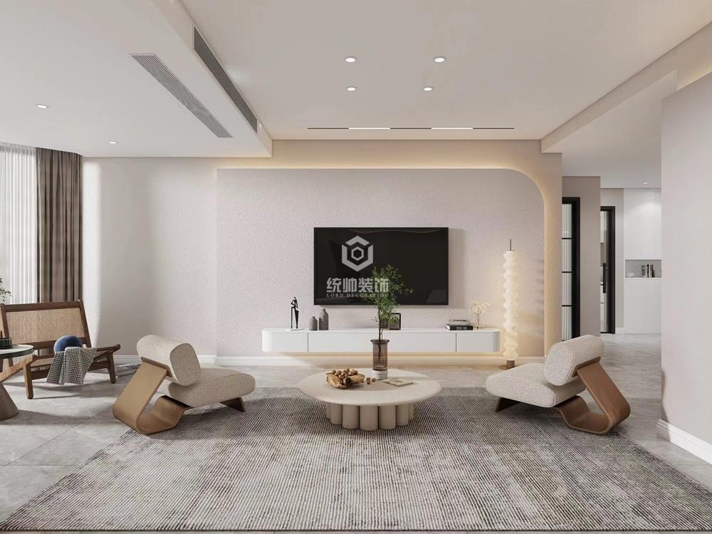杨浦区合生高尔夫90平方现代简约风格平层公寓客厅装修效果图
