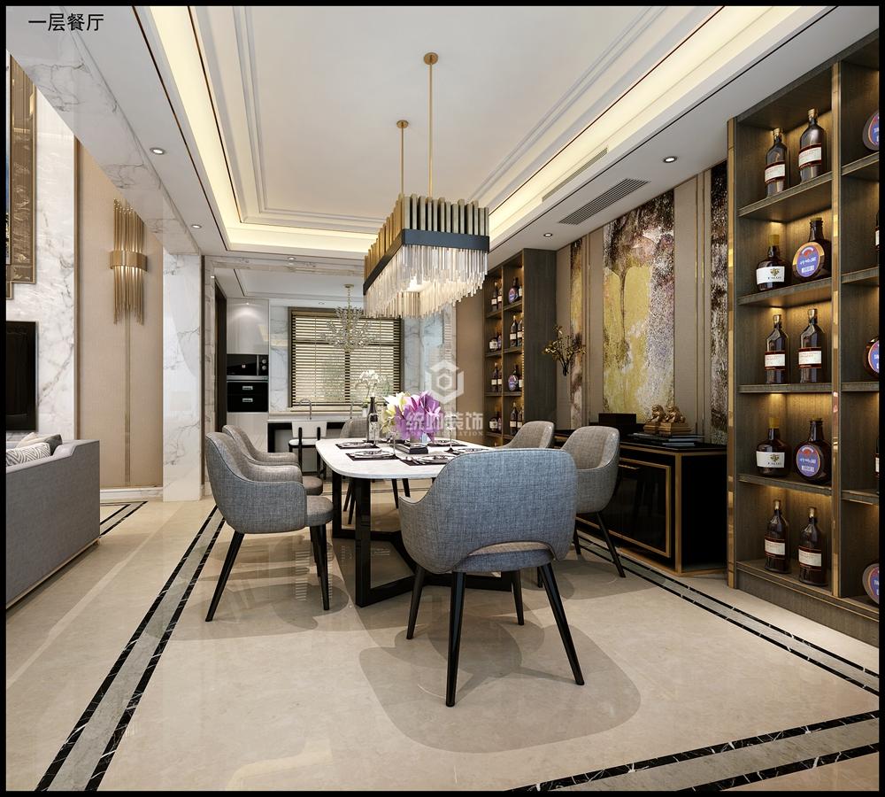 松江区法兰西世家350平方轻奢风格别墅餐厅装修效果图