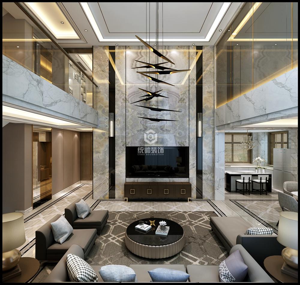 松江区法兰西世家350平方轻奢风格别墅客厅装修效果图
