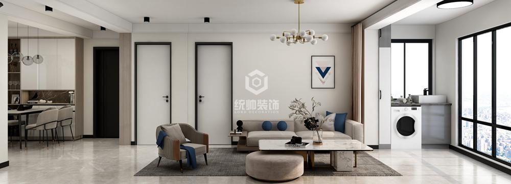 浦东新区大名公寓110平方现代简约风格三室两厅客厅装修效果图