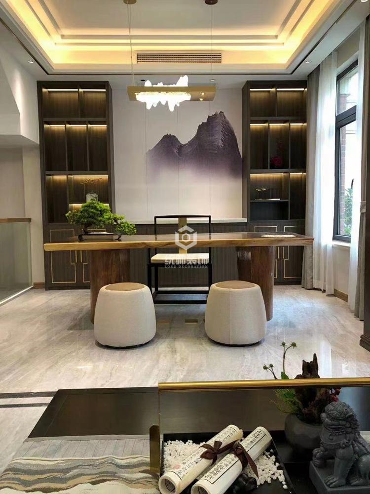 上海周邊杭州灣綠地海灣200平中式書房裝修效果圖