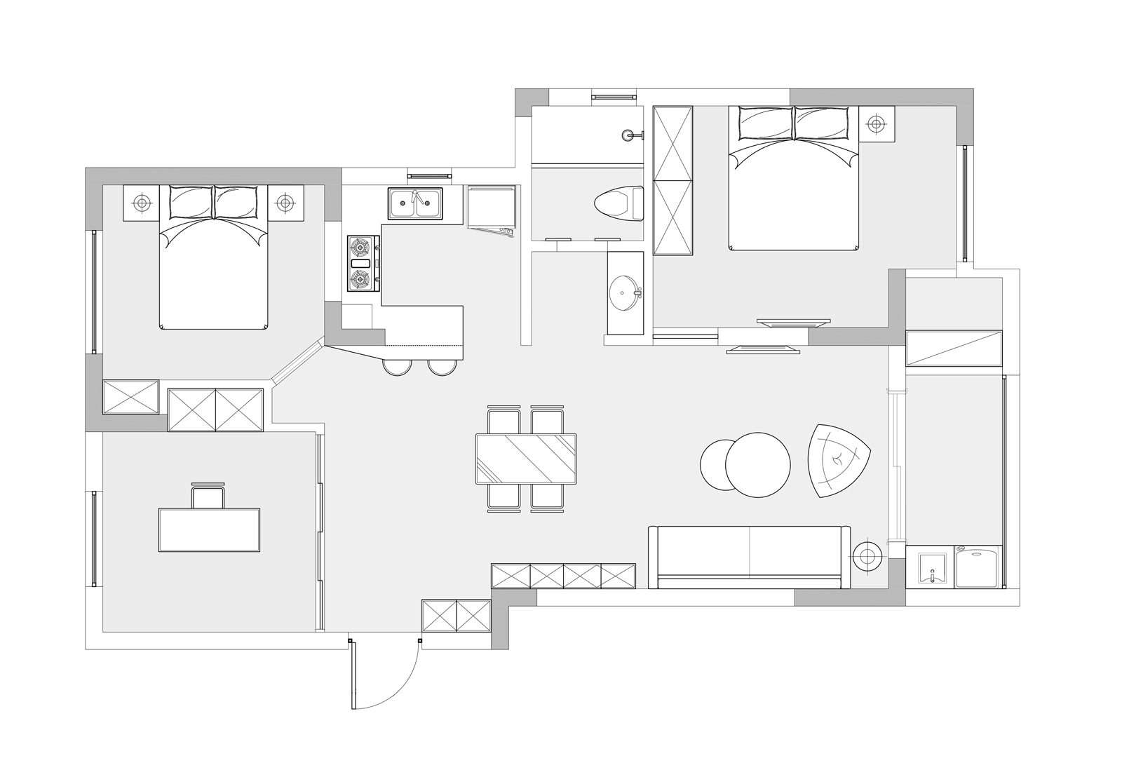 静安区106平现代简约风格三房两厅装修效果图