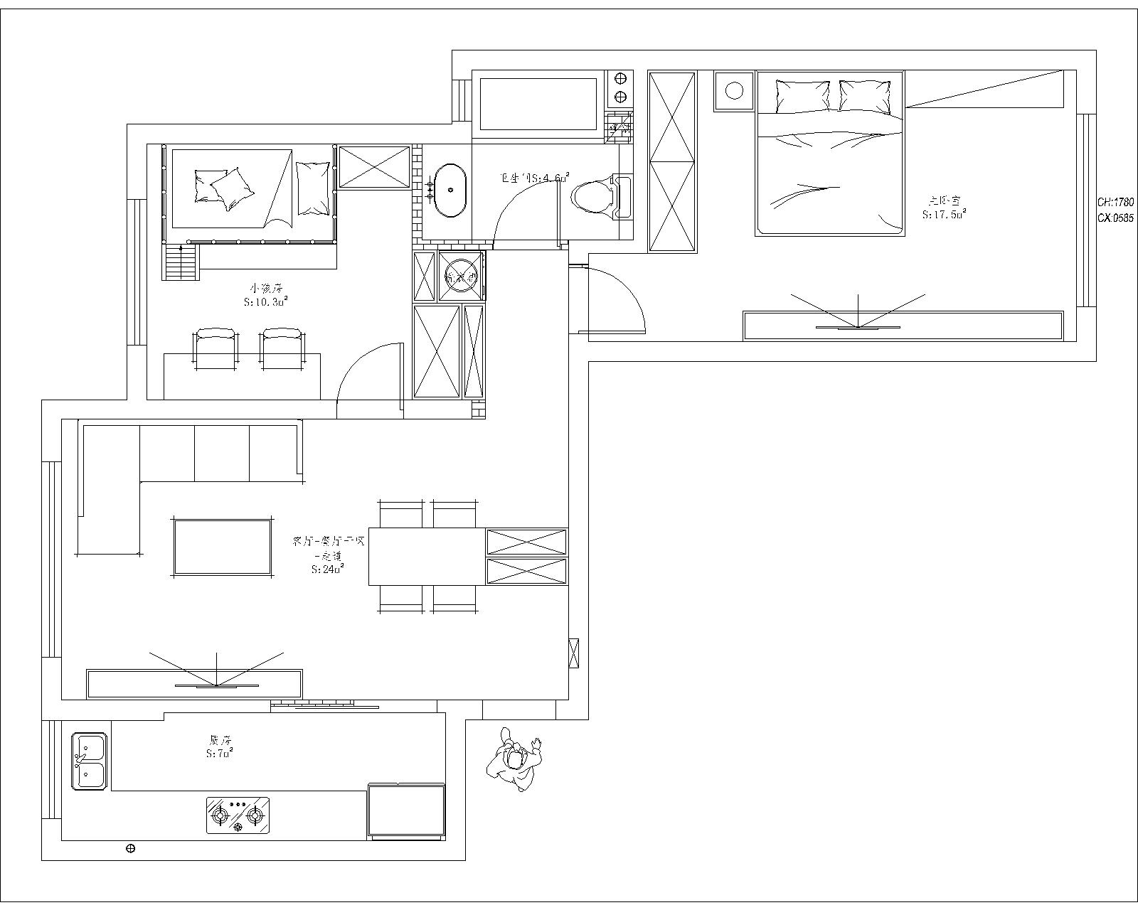 浦东87平现代简约风格二室二厅装修效果图