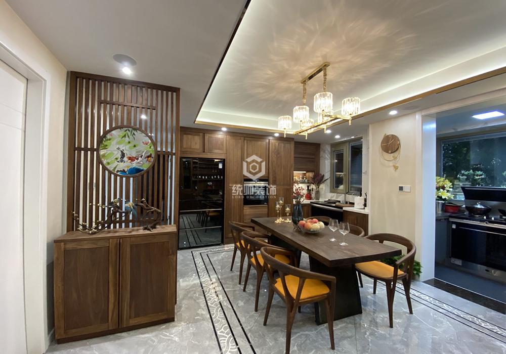 浦东新区香梅花园130平方新中式风格三室两厅餐厅装修效果图