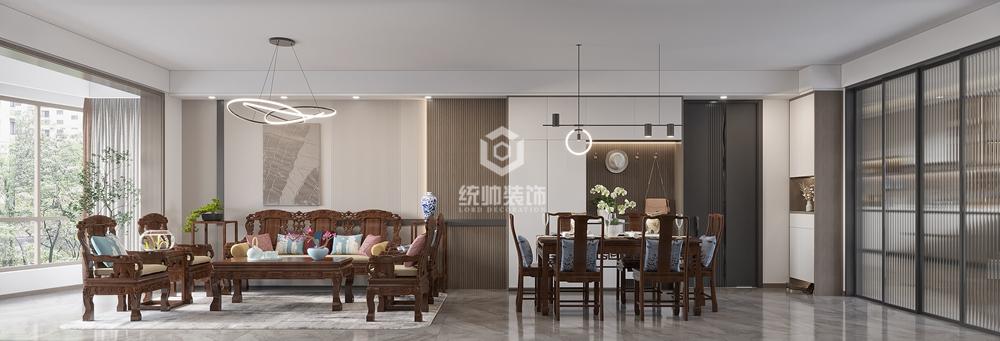 上海周邊嘉城名苑73平中式客廳裝修效果圖