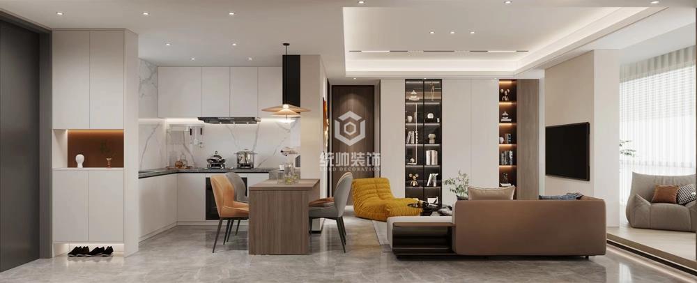 浦东新区保利首创颂100平方现代简约风格公寓客厅装修效果图