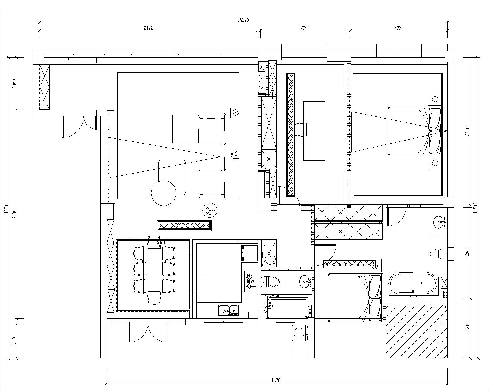 100平现代简约风格两室两厅一厨二卫二阳台装修效果图