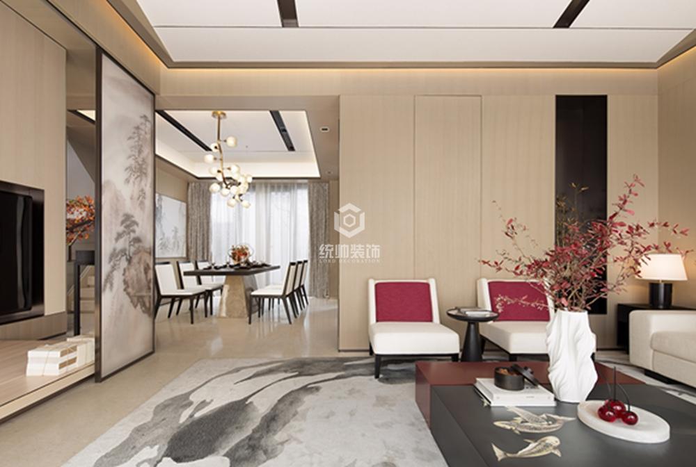 青浦区众邦城市300平新中式客厅装修效果图